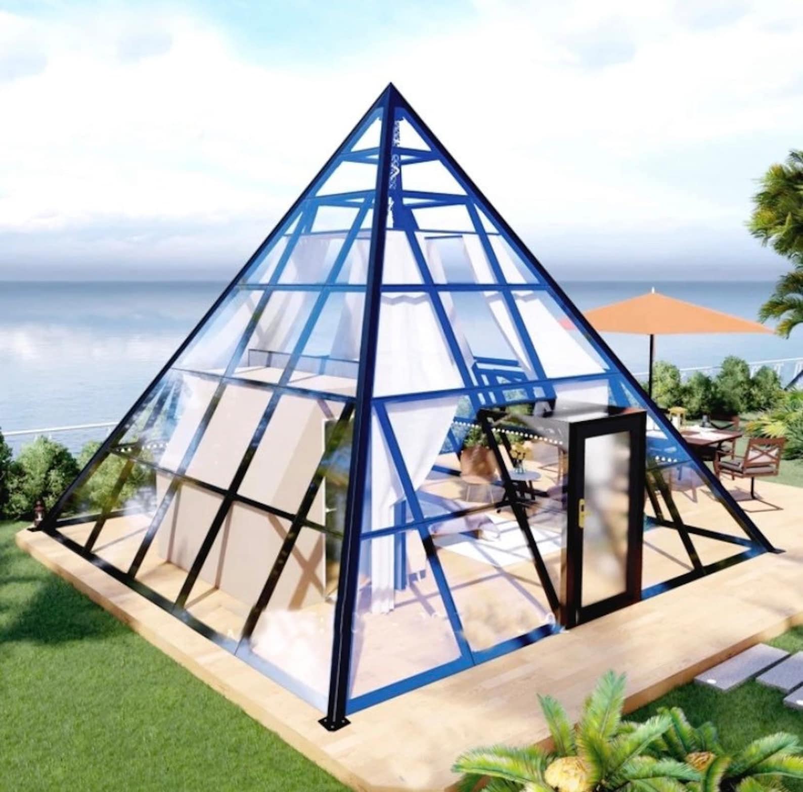 The Glass Pyramid Prefabricated House Greenhouse or Etsy
