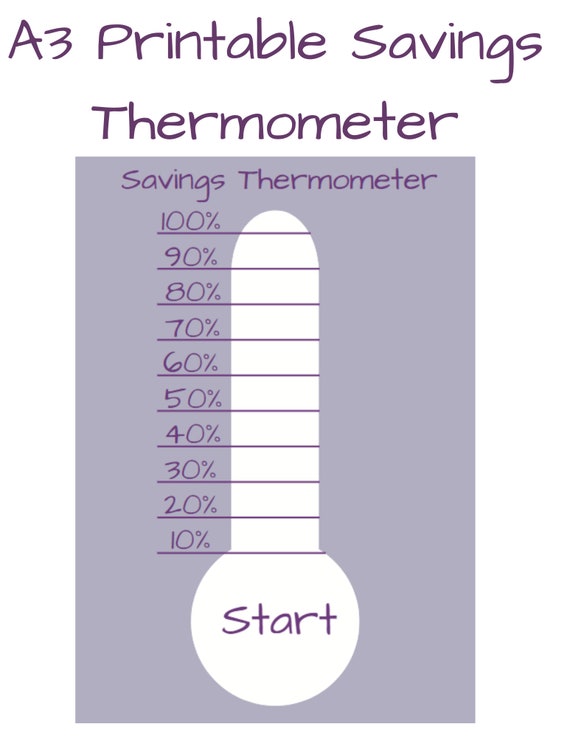 A3 Printable Savings Thermometer - Etsy