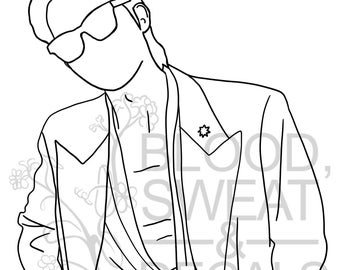 J-Hope Jung Hoseok BTS Line Art for Cricut/Silhouette