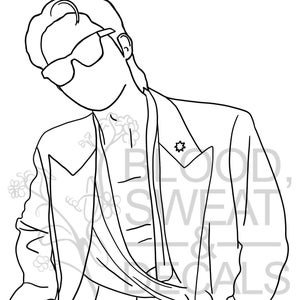 J-Hope Jung Hoseok BTS Line Art for Cricut/Silhouette