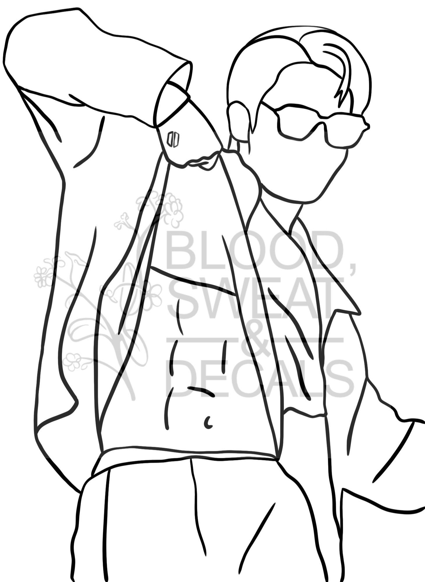 Jeon Jungkook Line Art for Cricut/silhouette Etsy