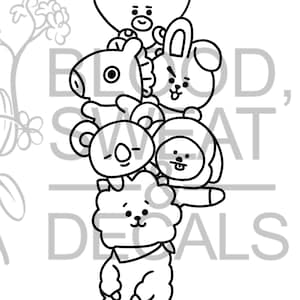 BT21 BTS Line Art pour Cricut / Silhouette