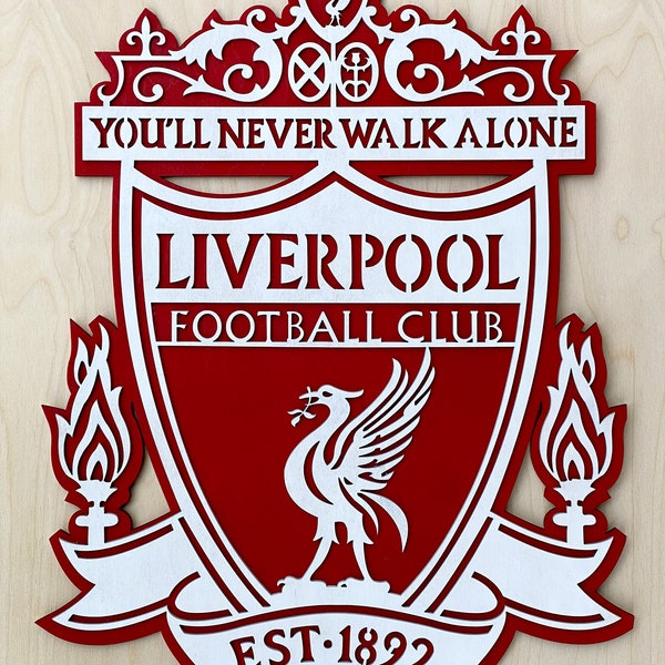 Handmade Wall Plaque Sign LIVERPOOL FC Emblem 56/41 cm