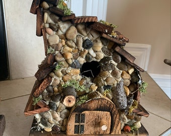 Whimsical Handmade Fairy Cottage Bird House | Outdoor Garden Decor | Bird Feeder | Faery Aesthetic | Unique | One of a Kind | Cottage Core