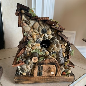 Whimsical Handmade Fairy Cottage Bird House | Outdoor Garden Decor | Bird Feeder | Faery Aesthetic | Unique | One of a Kind | Cottage Core