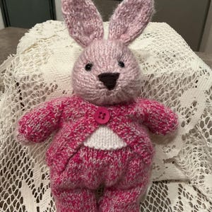 Hand Knitted Emotional Support Bunny..  Plush Toy, Whimsical Gift