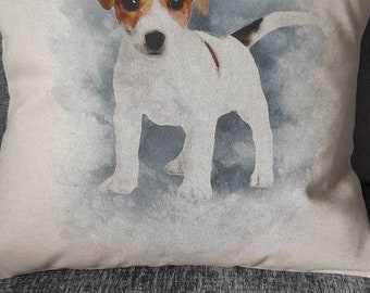 Handmade 18x18 inch Jack Russell Terrier Puppy Linen Look