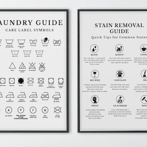 Laundry Room 2 Print Set, Printable Art, Laundry Wall Decor, Laundry Symbols Guide, Laundry Care, Laundry Room Art, Stain Removal