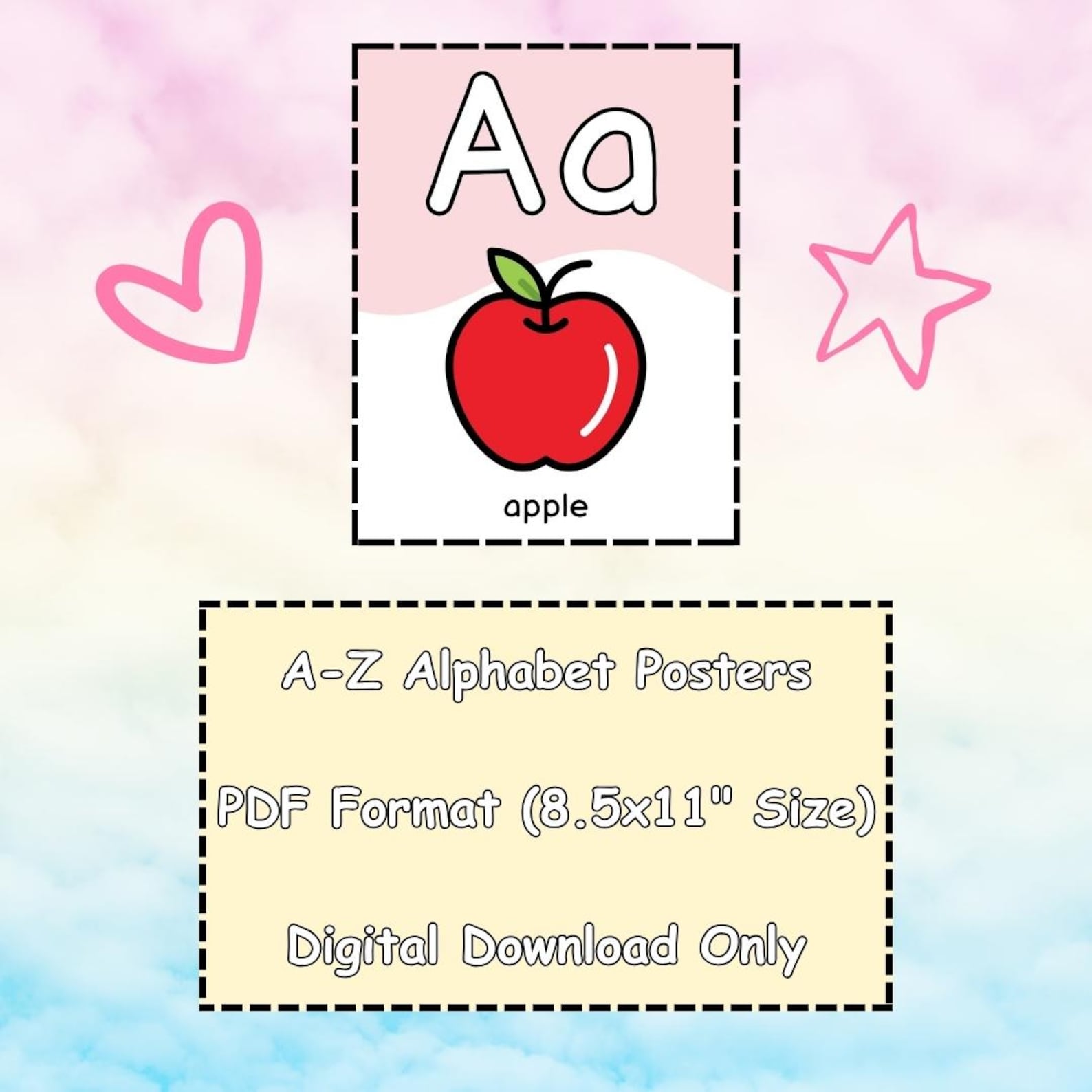 Pastel Classroom Alphabet Posters - Colorful Classroom Decor Set - Etsy