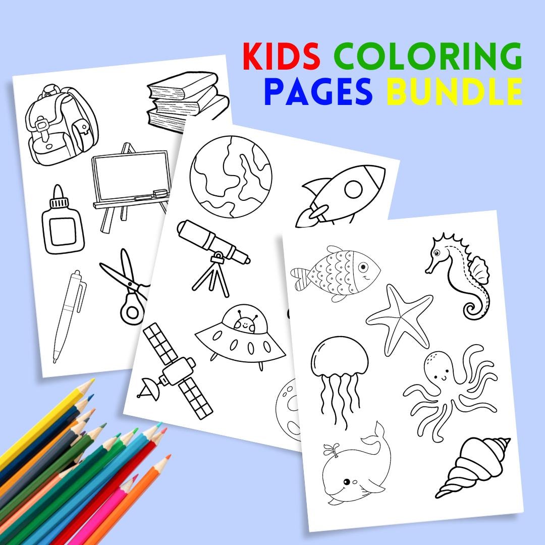 Educational Kids Coloring Pages – 12 Printable Activity Sheets (instant ...