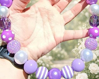 Personalized Chunky Bead Necklace for Dogs Glam Bubblegum Bead Dog Jewelry Purple Dog Necklace Custom Name Necklace Photo Prop Dog Accessory
