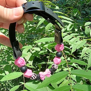 Personalized Dog Friendship Collar, Silicone Beaded Dog Necklace, Colorful Pink Pet Jewelry, Custom Dog Name Collar,  Dog Accessory necklace