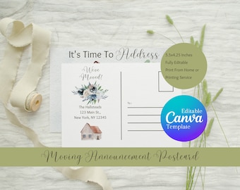 It's Time to Address This Change Moving Postcard Duo Bundle, Funny Postcards, Editable Canva Template, Change of Address Card, 5.5" by 4.22"