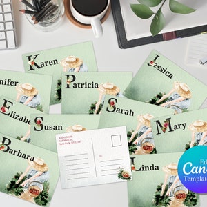 Erdbeername Postkarte Top 10 Set, Canva Vorlage, digital bedruckbar, Pen Pals, Cottagecore, Erdbeeren, editierbar, 5,5 x 4,25 Zoll