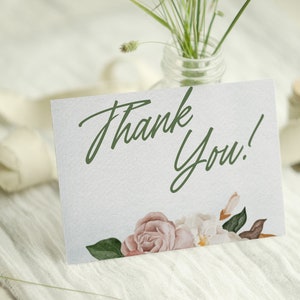Floral Thank You Postcard, Digital Printable, Editable Canva Template, 5.5 X 4.25 Inches, Floral Watercolors, Elegant, Stationary, Pen Pals