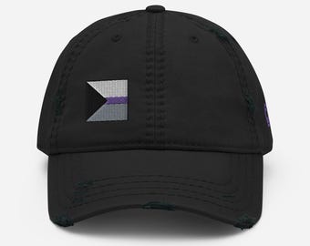 Demisexual Pride Flag Embroidered Hat | Ace Pride Distressed Dad Hat | Pride Baseball Cap | LGBTQ Coming Out Gift | Demisexual Flag Hat