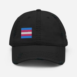 Transgender Pride Flag Embroidered Hat | Trans Pride Distressed Dad Hat | Pride Baseball Cap | LGBTQ Coming Out Gift | Transgender Flag Hat