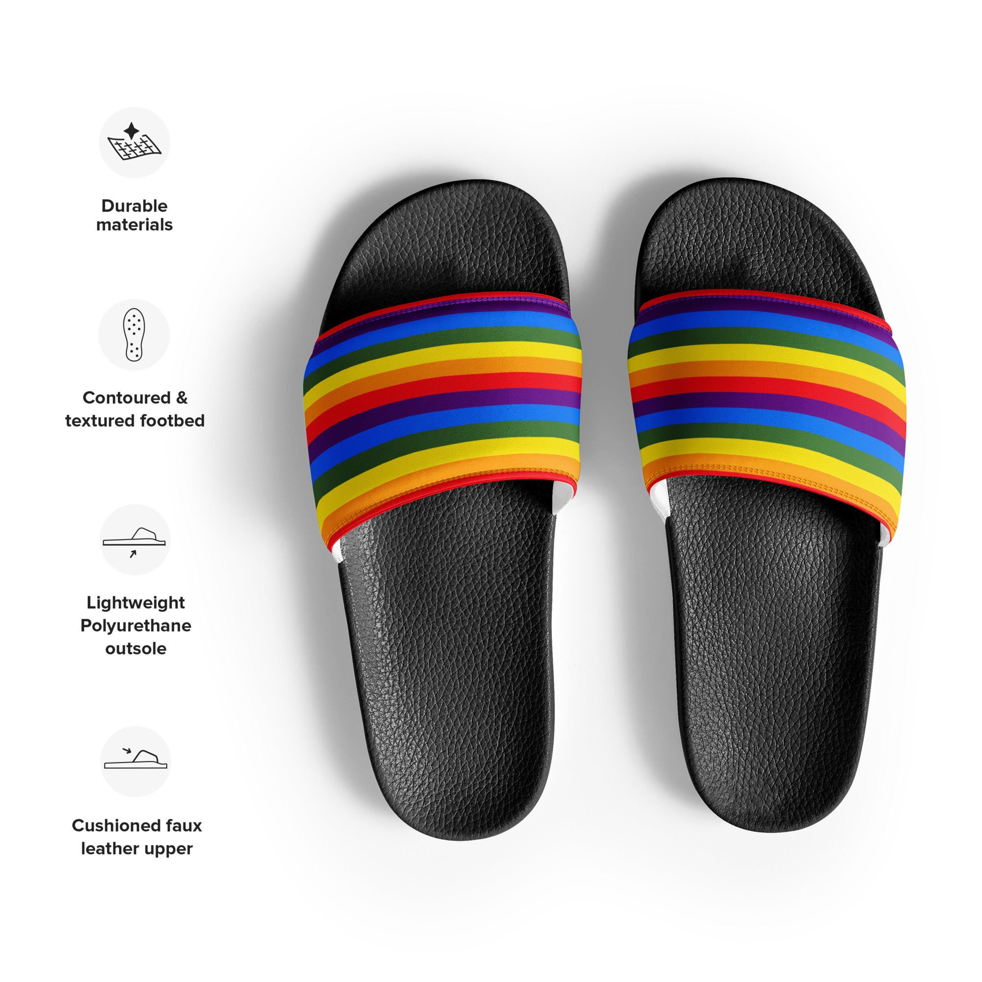 Gender Neutral Walk Proud Pool Slides
Color: BLACK RAINBOW
Size: W 9 / M 10 Men main image 2