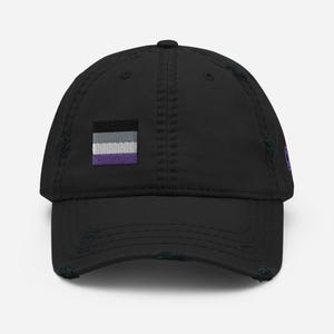 Asexual Pride Flag Embroidered Hat | Ace Pride Distressed Dad Hat | Pride Baseball Cap | LGBTQ Coming Out or Ally Gift | Asexual Flag Hat