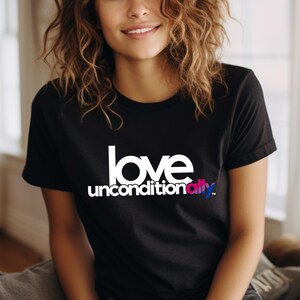 Bisexual Ally "Love Unconditionally" Unisex T-shirt | LGBTQ+ Support Tees | Bi Pride Shirt | Subtle Pride Apparel | Gift for Proud Ally