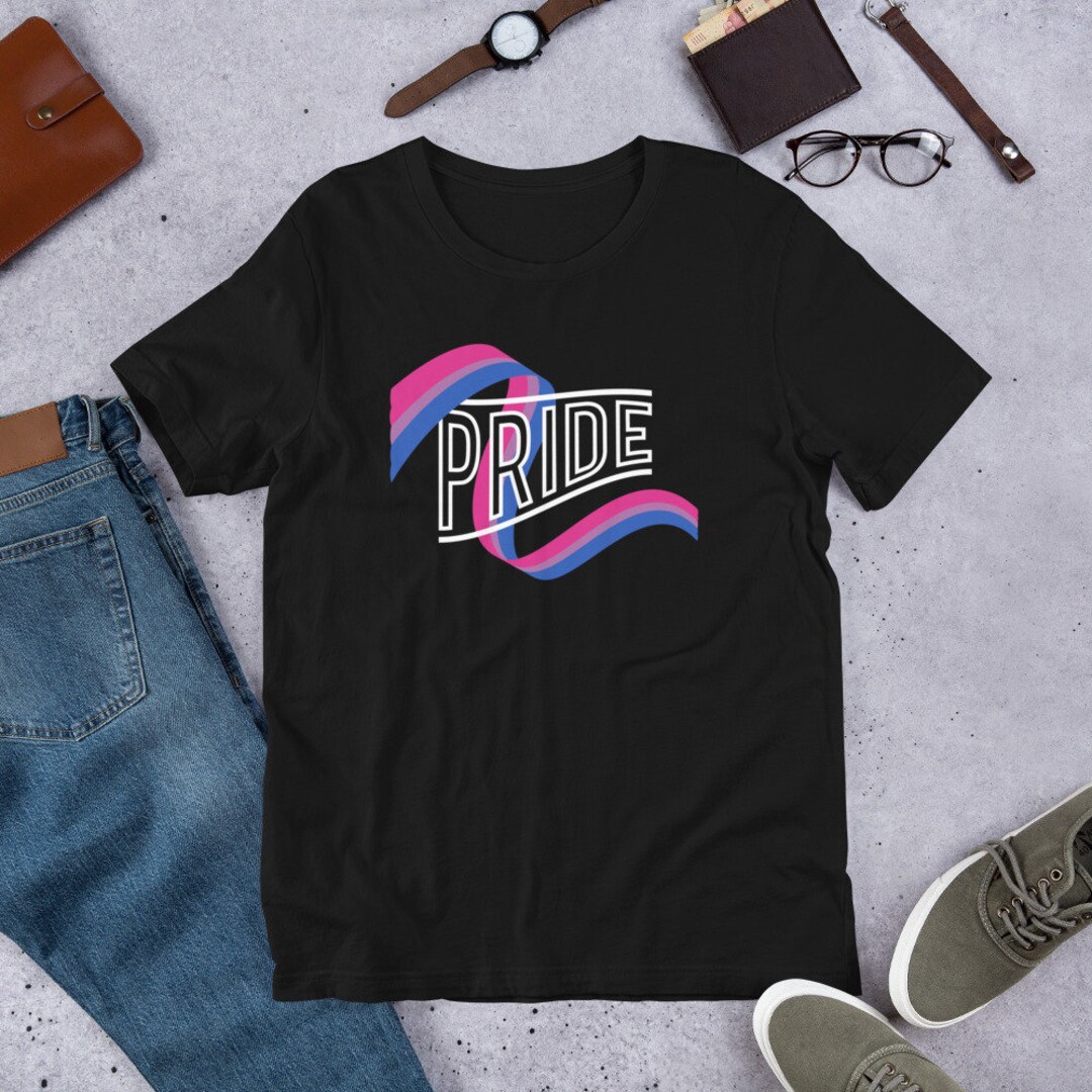 Bisexual Pride Ribbon Black Unisex Tshirt Bi Pride Shirt LGBTQIA
