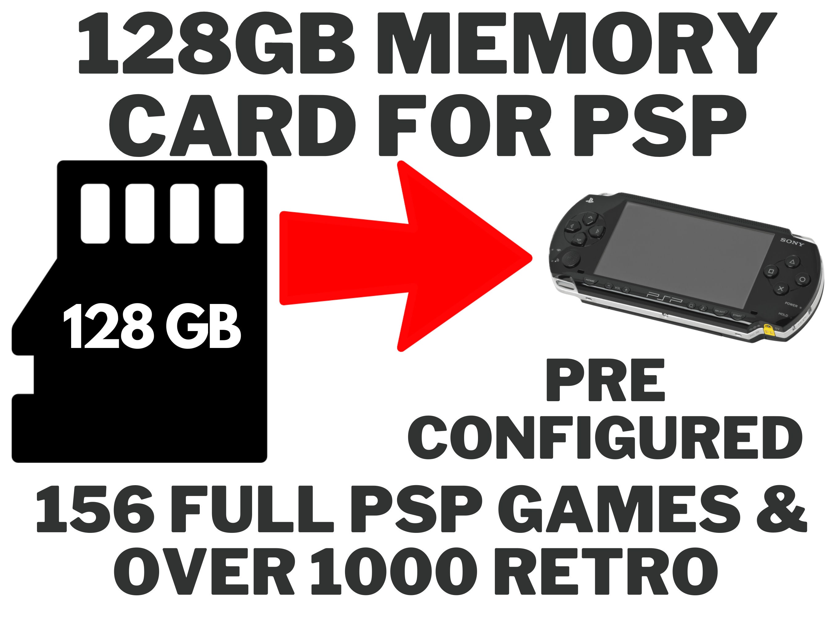 Adaptateur de carte mémoire pour PSP Micro SD, 1 Mo-128 Go, Memory