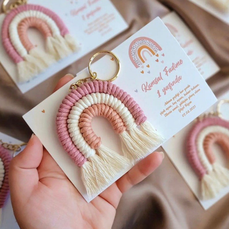 Rainbow Macrame Keychain Favors Keychain Favors for Guest Etsy