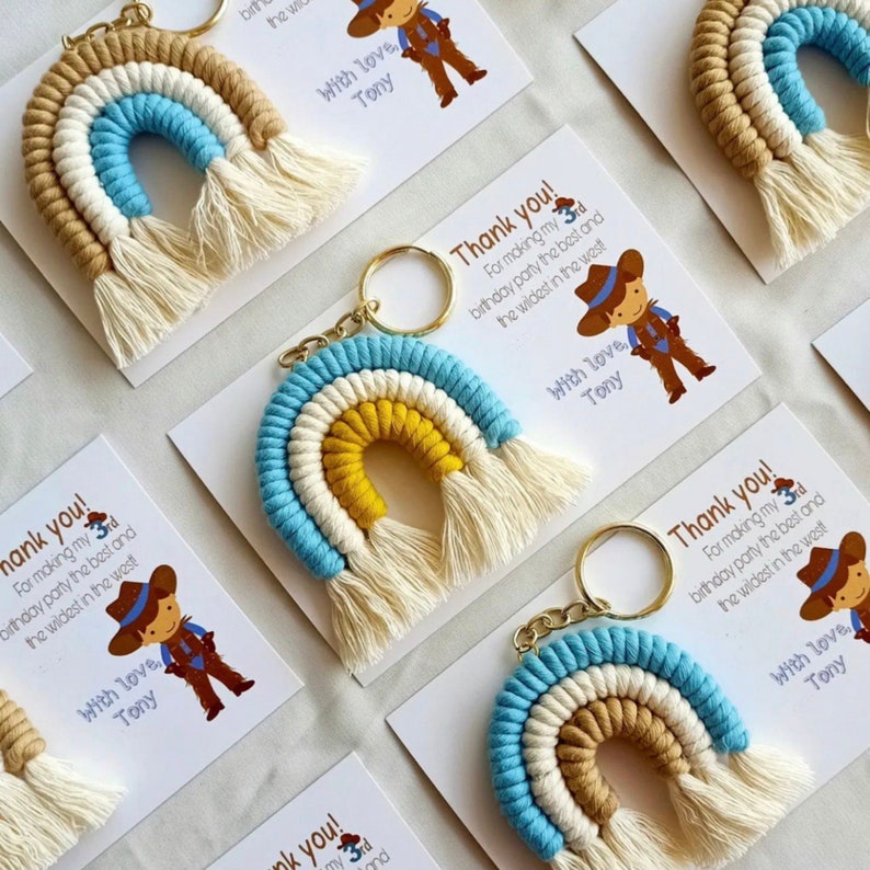 Rainbow Macrame Keychain Favors Keychain Favors for Guest Etsy