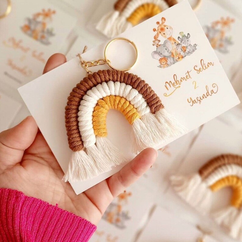 Rainbow Macrame Keychain Favors Keychain Favors for Guest Etsy