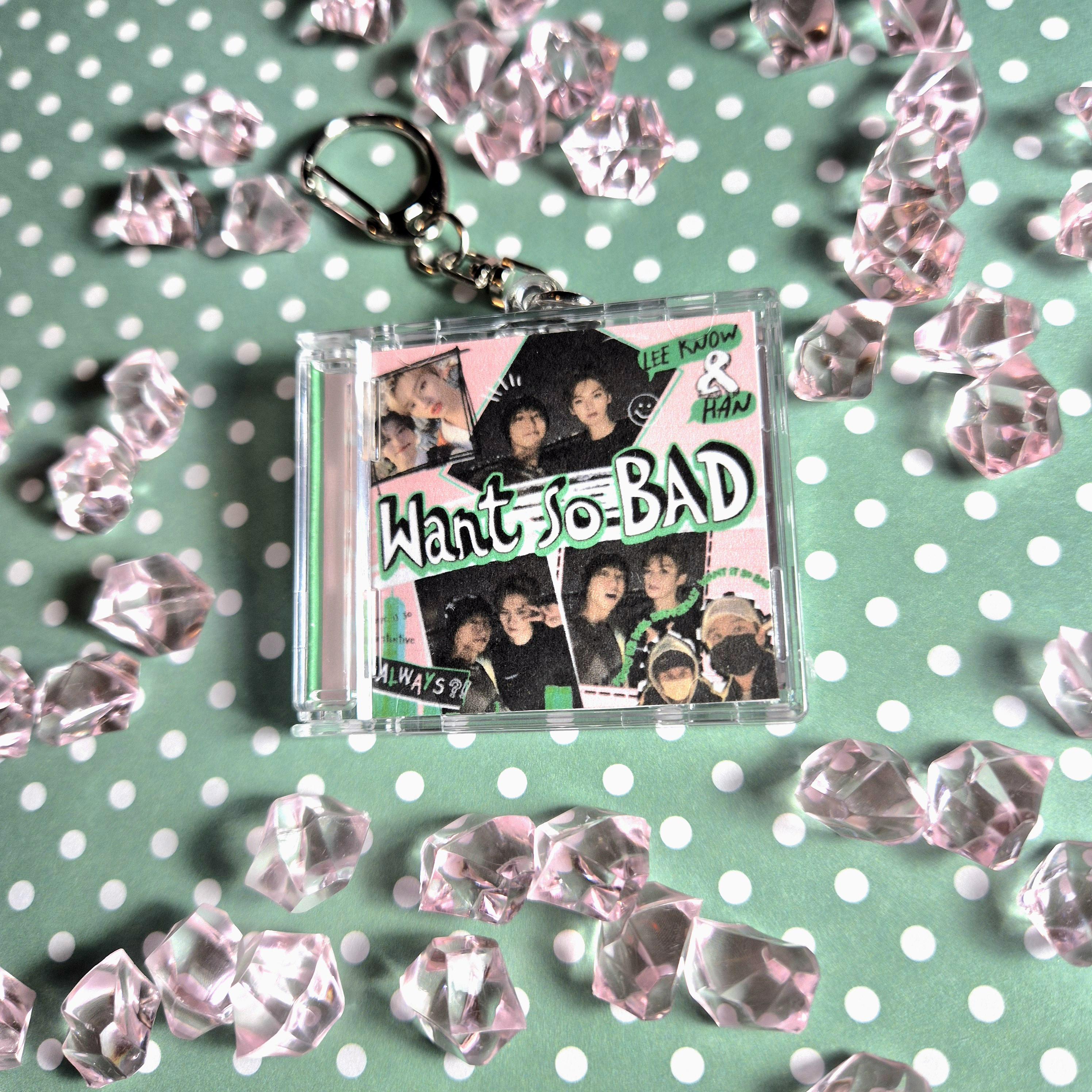 Stray Kids Han and Lee Know Want so Bad Handmade Mini CD Keychain
