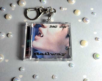 Stray Kids Bang Chan Railway handmade mini CD keychain with NFC