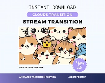 Przejście do Stinger w "Spadających Kotach" | Przytulny stream na Twitchu Stinger | Lofi | Streamer | Youtube | OBS Twitch Streamlabs | Pobieranie cyfrowe