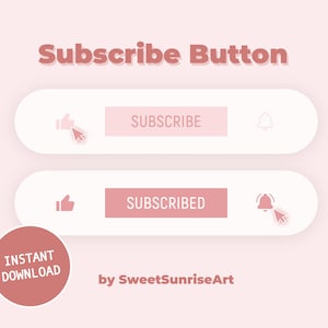 Animated Youtube Subscribe Button | Pink Like Button | Animated Overlay | Transparent Lower Thirds | Simple Minimal | Digital Download