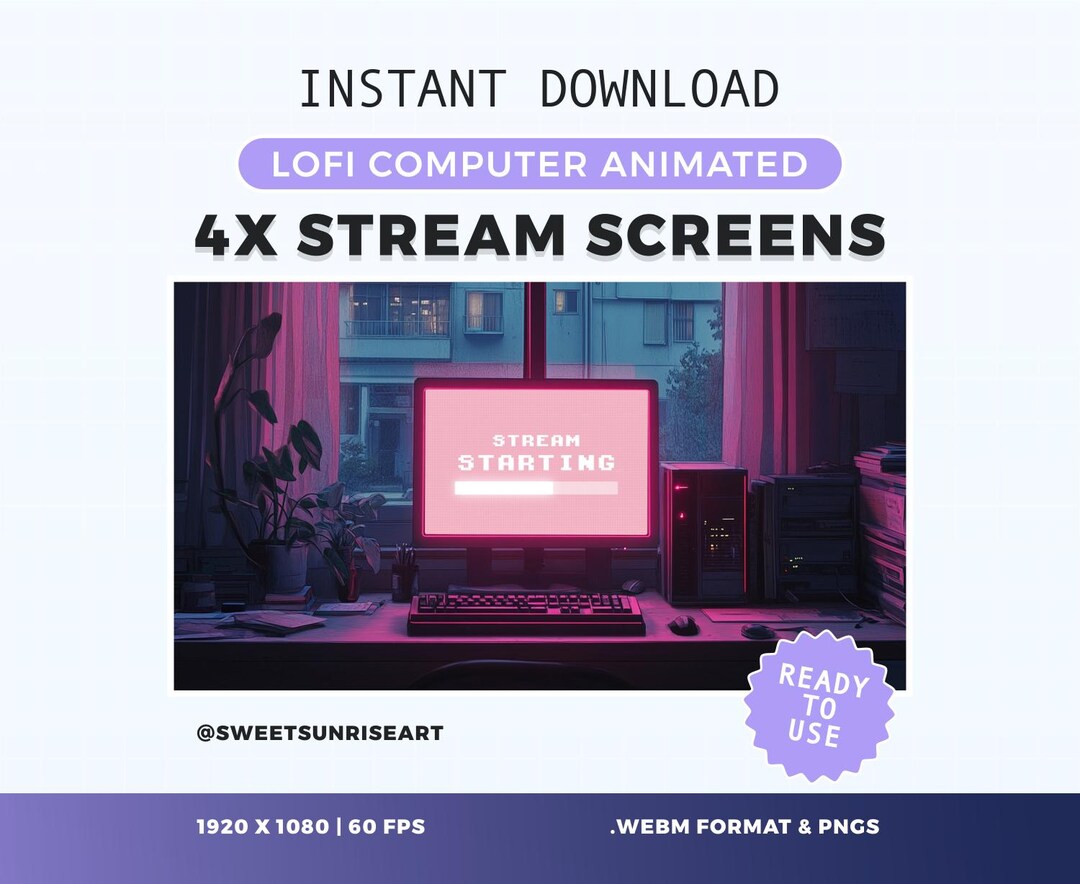 Retro Computer Animated Stream Screens | Lofi | Starting Soon Screen ...