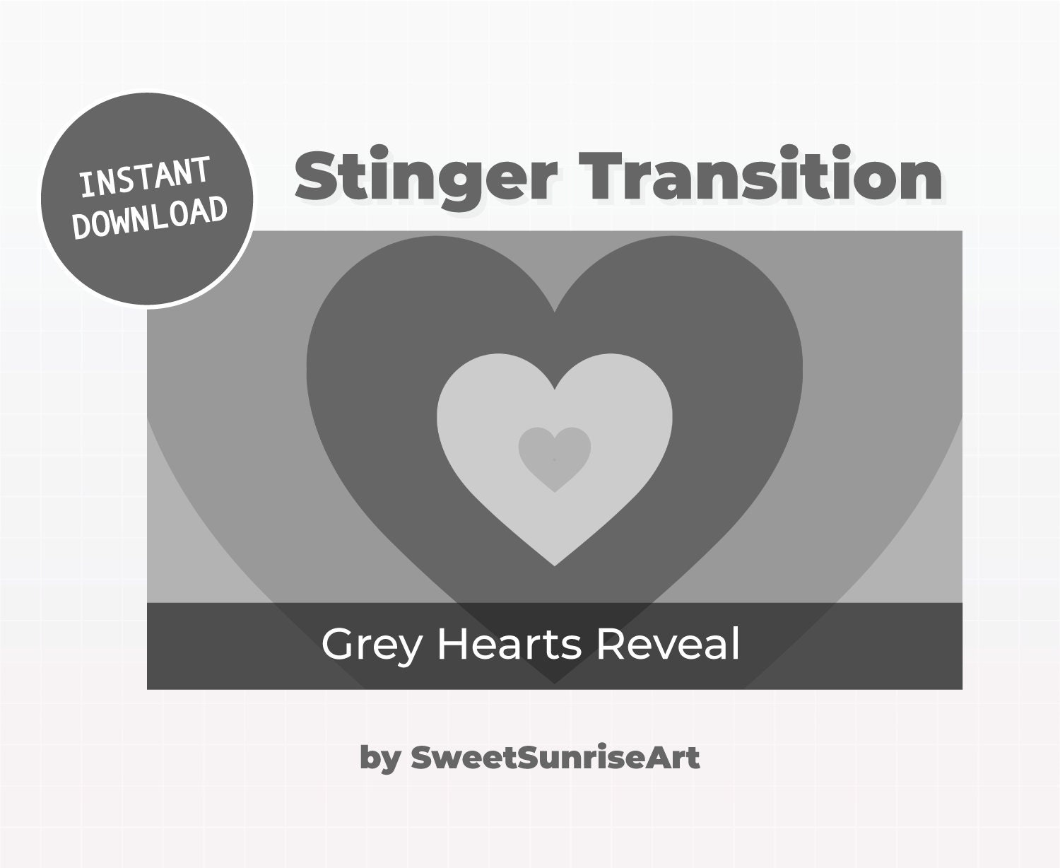 Heart Stinger Transition Grey Twitch | OBS Transition Streamlab Overlay | Animated Video | Simple Minimal Dynamic | Digital Download
