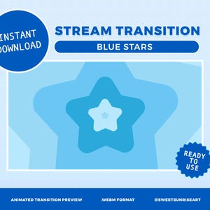 Blue Stars Stinger Transition Twitch OBS Transition Streamlab Transition Overlay Animated Video | Simple Minimal Dynamic | Digital Download