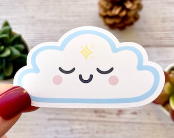 Calm and Peaceful Cloud Sticker | Easy Peel | Waterproof & Glossy, Cloud Lovers Gift Idea, Cute Cloud Sticker for Water Bottle, Kawaii Gift