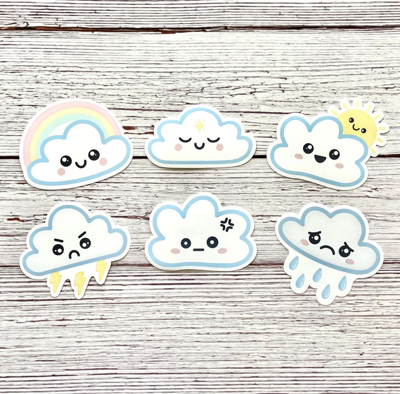 Cloud Pattern Sticker Family Pack of Cloud Stickers | Easy Peel | Waterproof & Glossy, Cloud ...