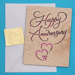 Cartão de aniversário de madeira feito à mão - Maple: um cartão de aniversário exclusivo para ela ou para ele.