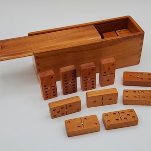 Mahogany Dominos Set: Double-Six with Handmade Wood Box