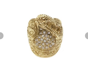 Crystallised Saddle Ring Gold & Silver Ring18K - Available In All Sizes