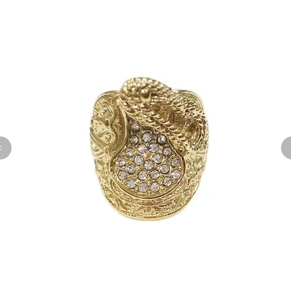 Crystallised Saddle Ring Gold & Silver Ring18K - Available In All Sizes