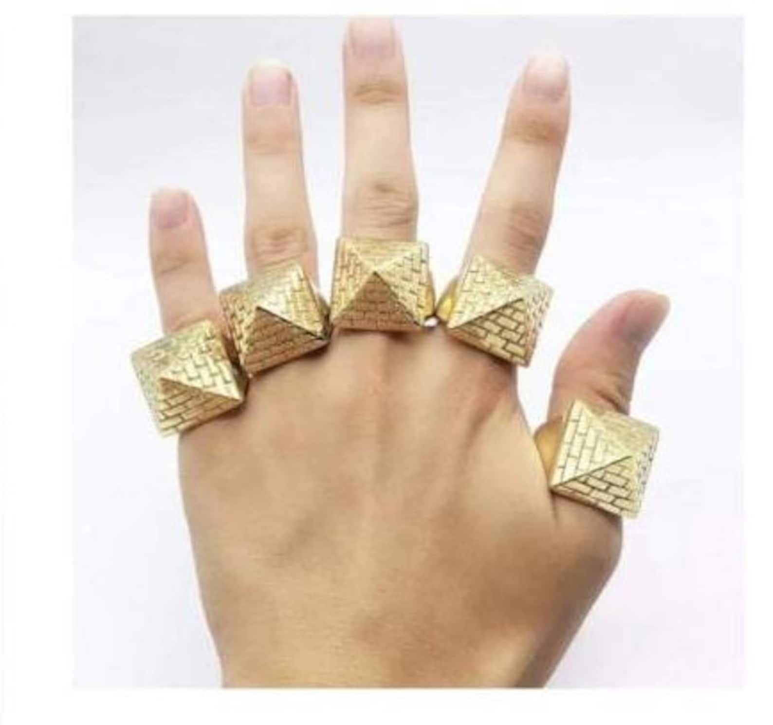 Men's Gold Excellent Cut Pyramid Ring for Boys Gent's Etsy