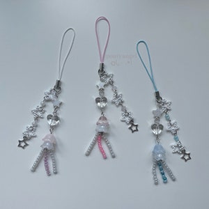 jellyfish phone charm | beaded phone charm | trinket, charm, handmade, dainty, y2k, jelly, kawaii