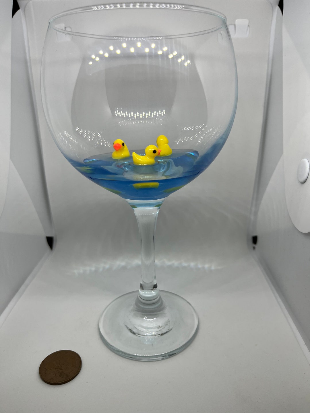 Gin Glass With 3 Little Ducks Cast in a Resin Pond in the Etsy UK