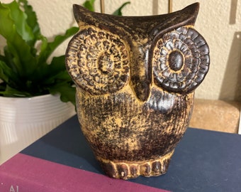 Vintage Boho Ceramic Owl Planter