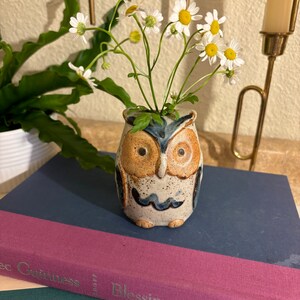 Vintage Boho Mini Ceramic Owl Vase image 3