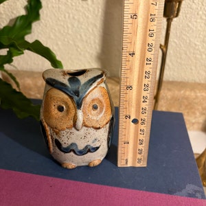 Vintage Boho Mini Ceramic Owl Vase image 2