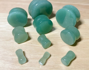 Jade Semi Precious Stone Solid Saddle Fit Plugs • Sold as Pair