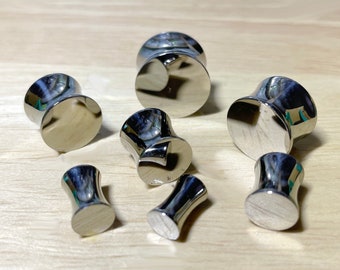 Solid Double Flared Saddle Plugs • Sold as Pair • 316L Surgical Steel • Hand Polished